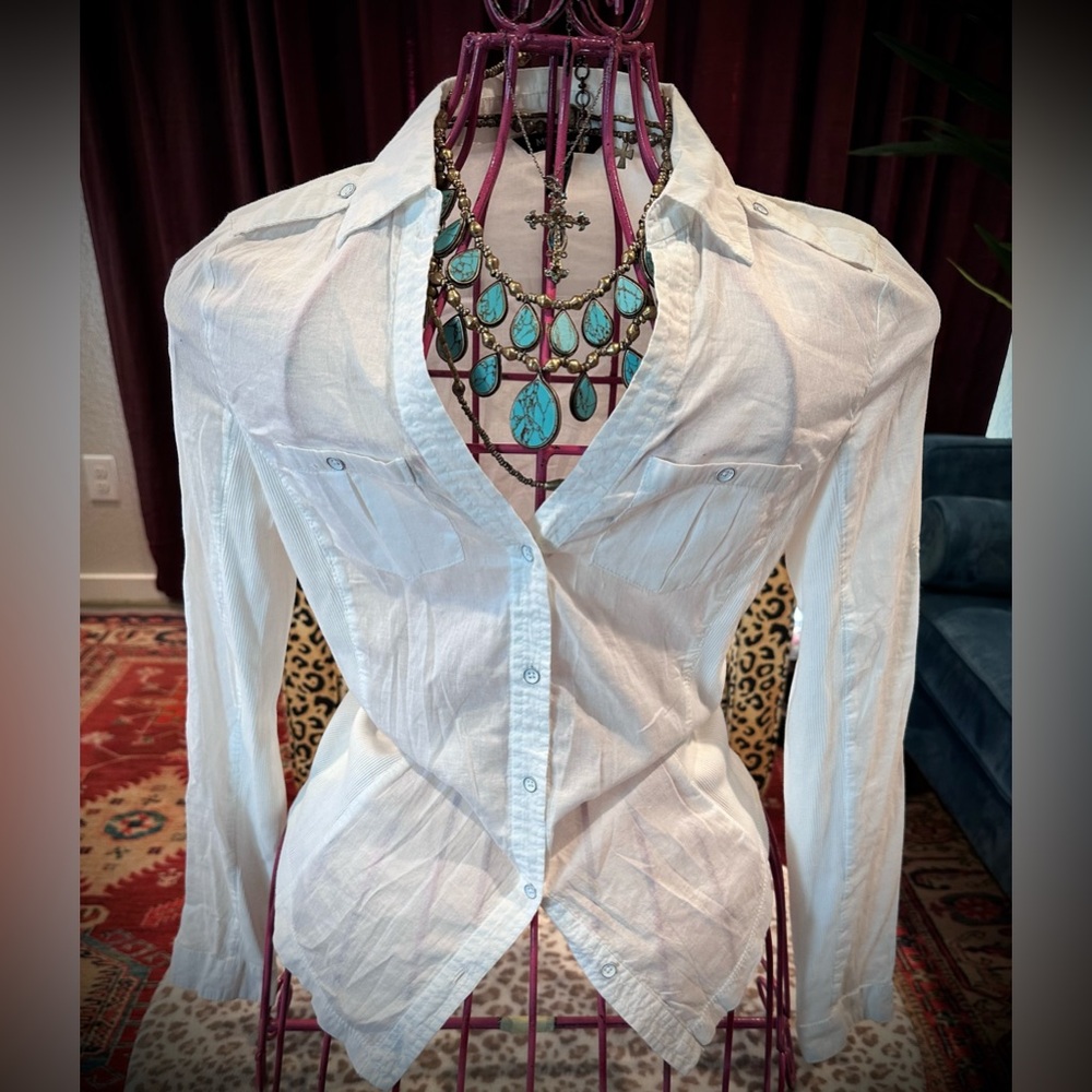 MNG White Button-Down Shirt for Women